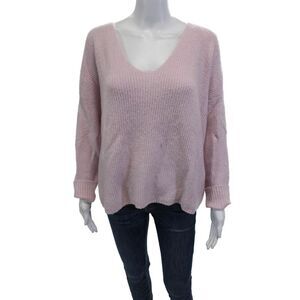 French Connection Women's V-Neck Long Sleeves Ribbed Sweater Purple Size XS